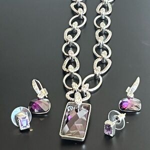 Beautiful Purple Amethyst matching jewelry set..STERLING SILVER